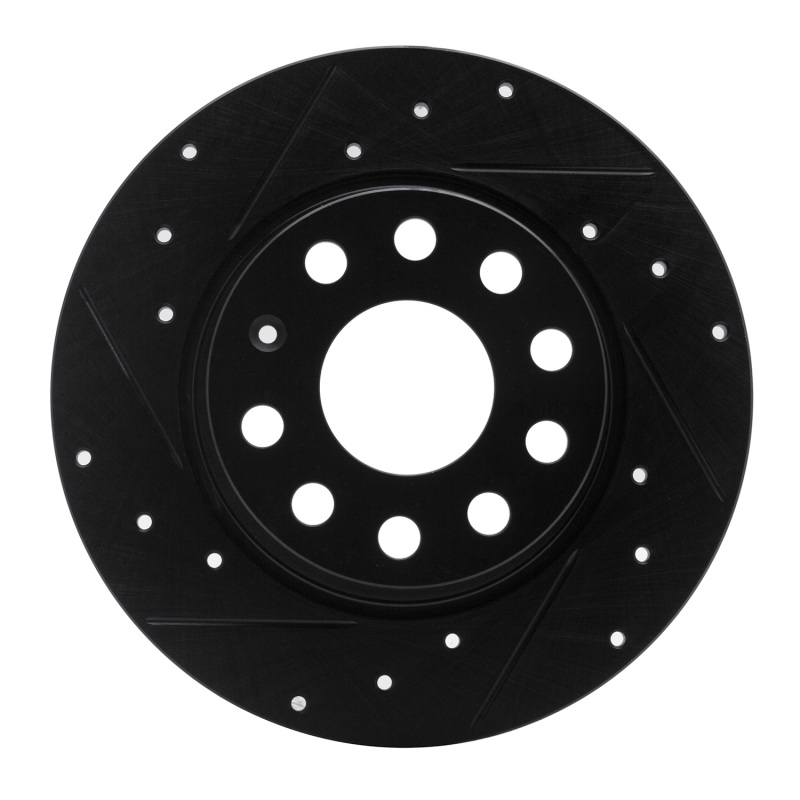 Audi A3 Brake Rotor (1) - Rear Left - R1 Concepts - Drilled & Slotted - Black - `05-`25